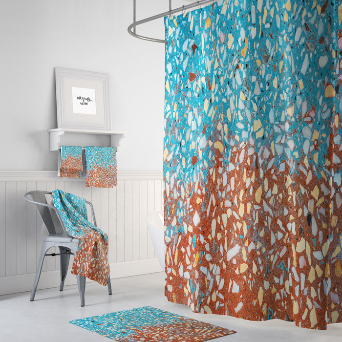 Turquoise Terrazzo Shower Curtain