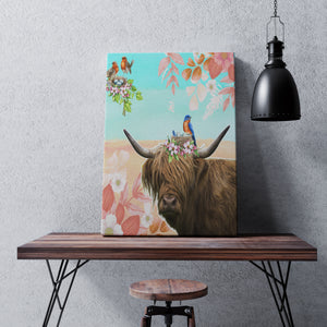 Wall Canvas Scottish Highlander Cow Art