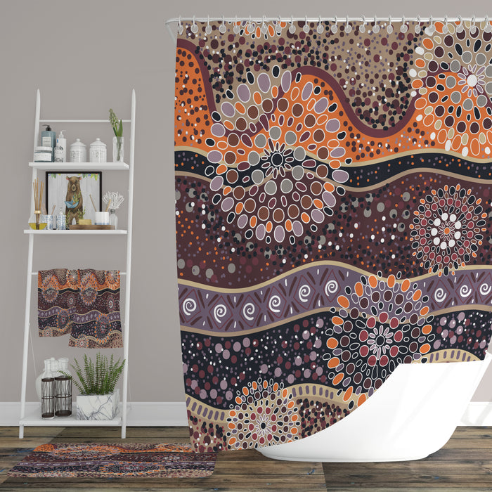 Brown Boho Crazy Shower Curtain Optional Accessories