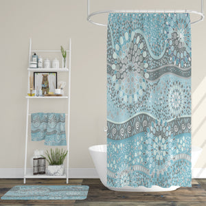 Aqua Boho Shower Curtain Optional Accessories