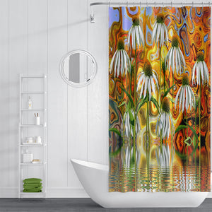 Boho Floral Shower Curtain Abstract Daisy