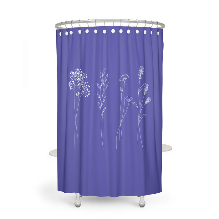 Very Peri Botanical Shower Curtain