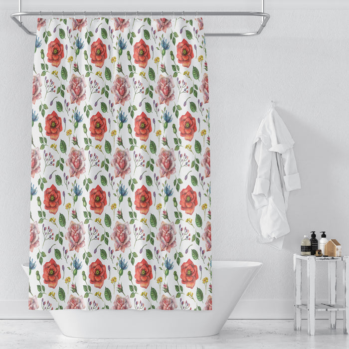 Poppy Rose Floral Shower Curtain
