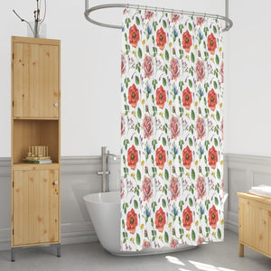 Poppy Rose Floral Shower Curtain