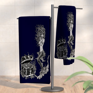 Navy Blue Mermaid Shower Curtain Towels Bath Mat Options