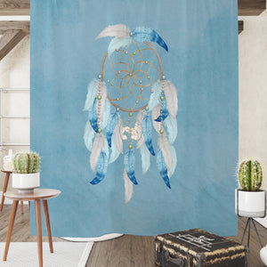 Dreamcatcher Shower Curtain Watercolor Aqua