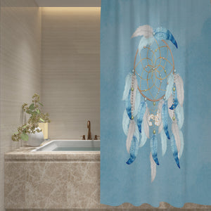 Dreamcatcher Shower Curtain Watercolor Aqua