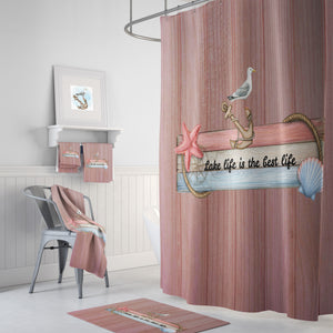 Rustic Coastal Shower Curtain or Bathroom Set Nautical Bath Decor