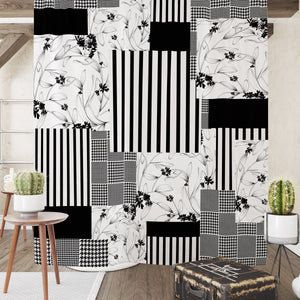 Black and White Shower Curtain, Optional Towels and Bath Mat