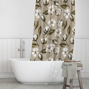  Cotton Boll Farmhouse Shower Curtain, Optional Towels and Bath Mat
