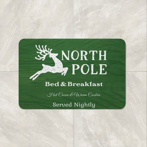Rustic North Pole Christmas Shower Curtain, Holiday Bathroom Decor Option For Towels and Bath Mat