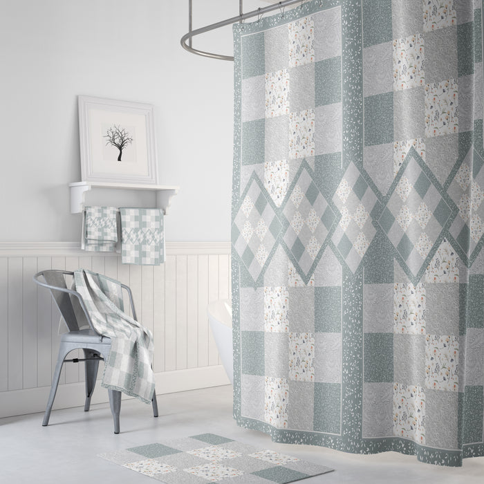 Quilt Pattern Shower Curtain Farmhouse