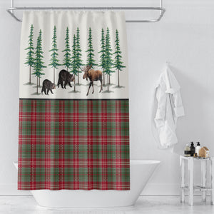 Rustic Lodge Shower Curtain with Options in the Vintage Woodland Design