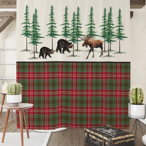 Rustic Lodge Shower Curtain with Options in the Vintage Woodland Design
