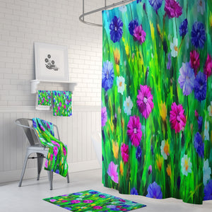 Wildflowers Floral Shower Curtain Optional Towels and Mat