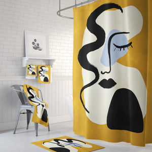 Lady Gold Abstract Shower Curtain Optional Towels and Mat