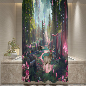 Magical Forest Shower Curtain with Options Floral Woodland