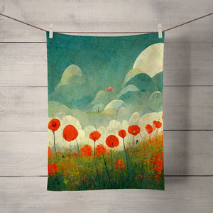 Poppy Floral Shower Curtain Optional Towels and Mat