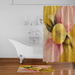 Floral Abstract Shower Curtain, Optional Bath Mat and Towels