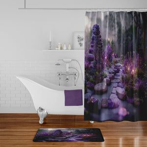 Plum Gardens Shower Curtain, Optional Bath Mat and Towels