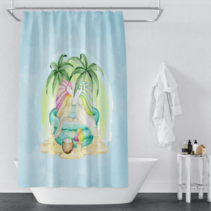 Tropical Gnomes Shower Curtain Optional Towels and Mat