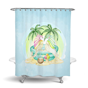 Tropical Gnomes Shower Curtain Optional Towels and Mat