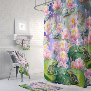 Frogs and Flowers Shower Curtain