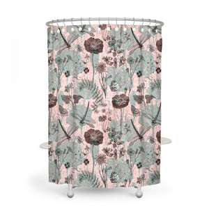 Floral Dragonfly Shower Curtain