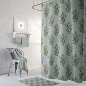 Sage Green Floral Shower Curtain