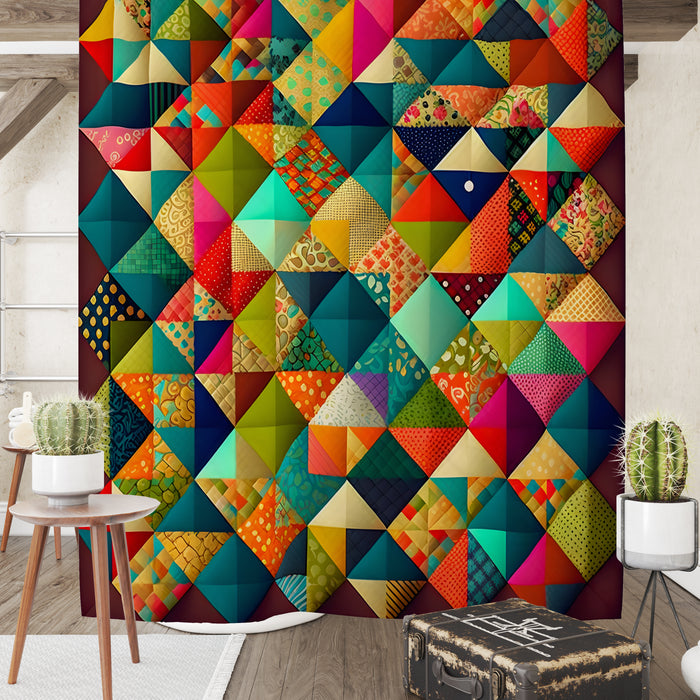 Colorful Patchwork Pattern Shower Curtain