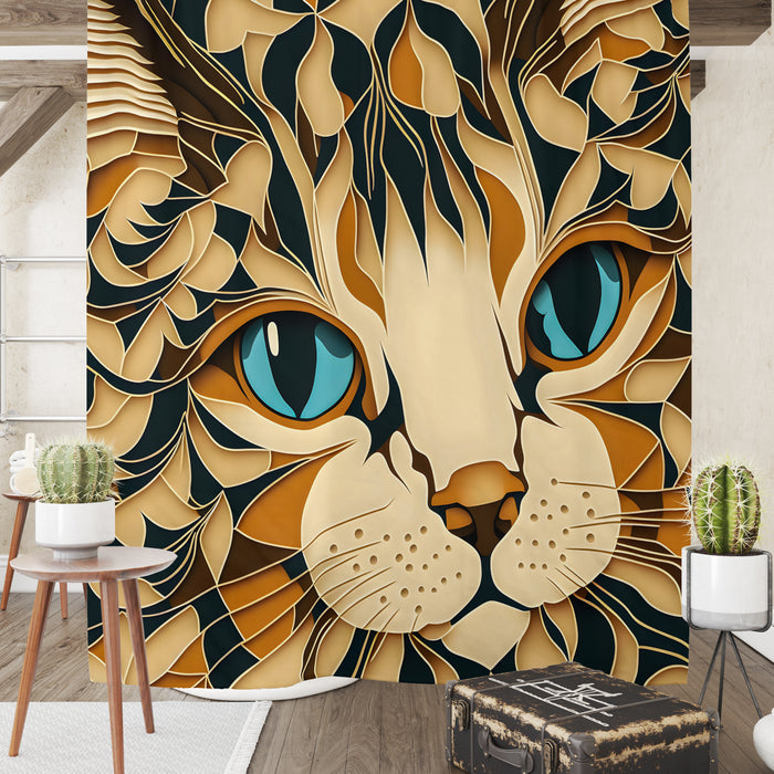 Tiger Cat Face Shower Curtain