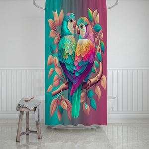 Parrot Love Birds Shower Curtain