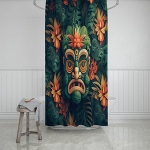 Green Tiki Shower Curtain
