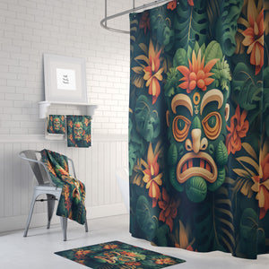 Green Tiki Shower Curtain