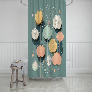 Green Modern Floral Shower Curtain