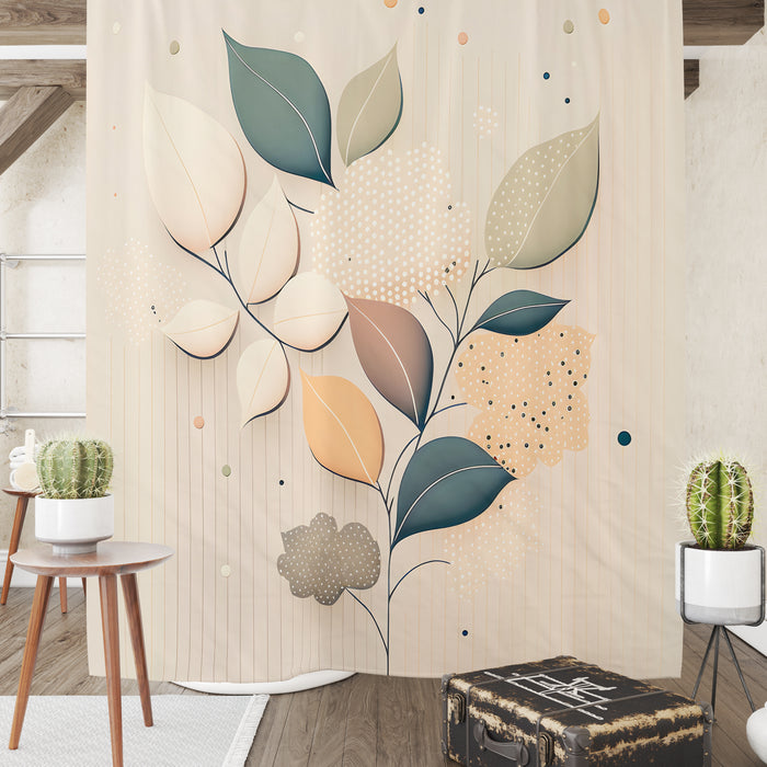 Beige Modern Floral Shower Curtain