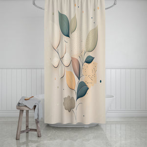 Beige Modern Floral Shower Curtain