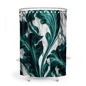 Foliage Marbled Pattern Shower Curtain Emerald Green