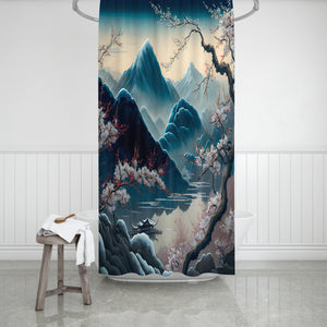 Landscape Oriental Mountains Shower Curtain