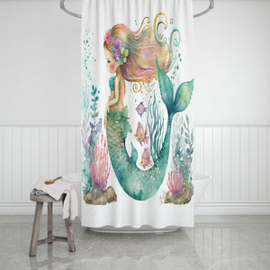 Watercolor Mermaid Shower Curtain