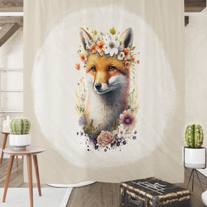 Floral Woodland Fox Shower Curtain