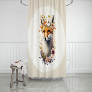 Floral Woodland Fox Shower Curtain