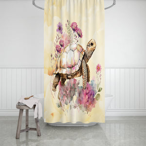 Sweet Floral Turtle Shower Curtain
