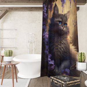 Kitten with Flowers Shower Curtain