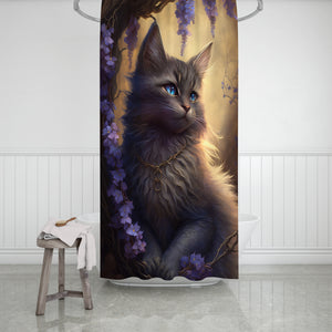 Kitten with Flowers Shower Curtain