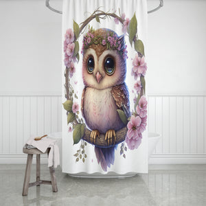 Floral Owl Shower Curtain