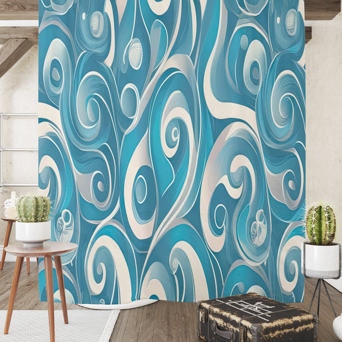 Aqua Swirl Modern Shower Curtain