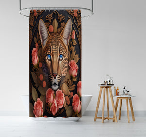 Cameo Tiger with Roses Shower Curtain