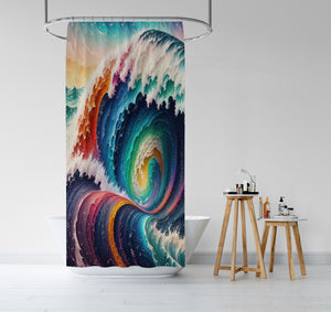 Multicolor Wave Coastal Shower Curtain