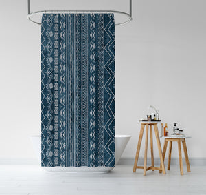 Denim Blue Boho Shower Curtain